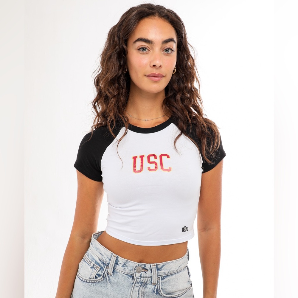 Women's Black and White USC Homerun Tee
